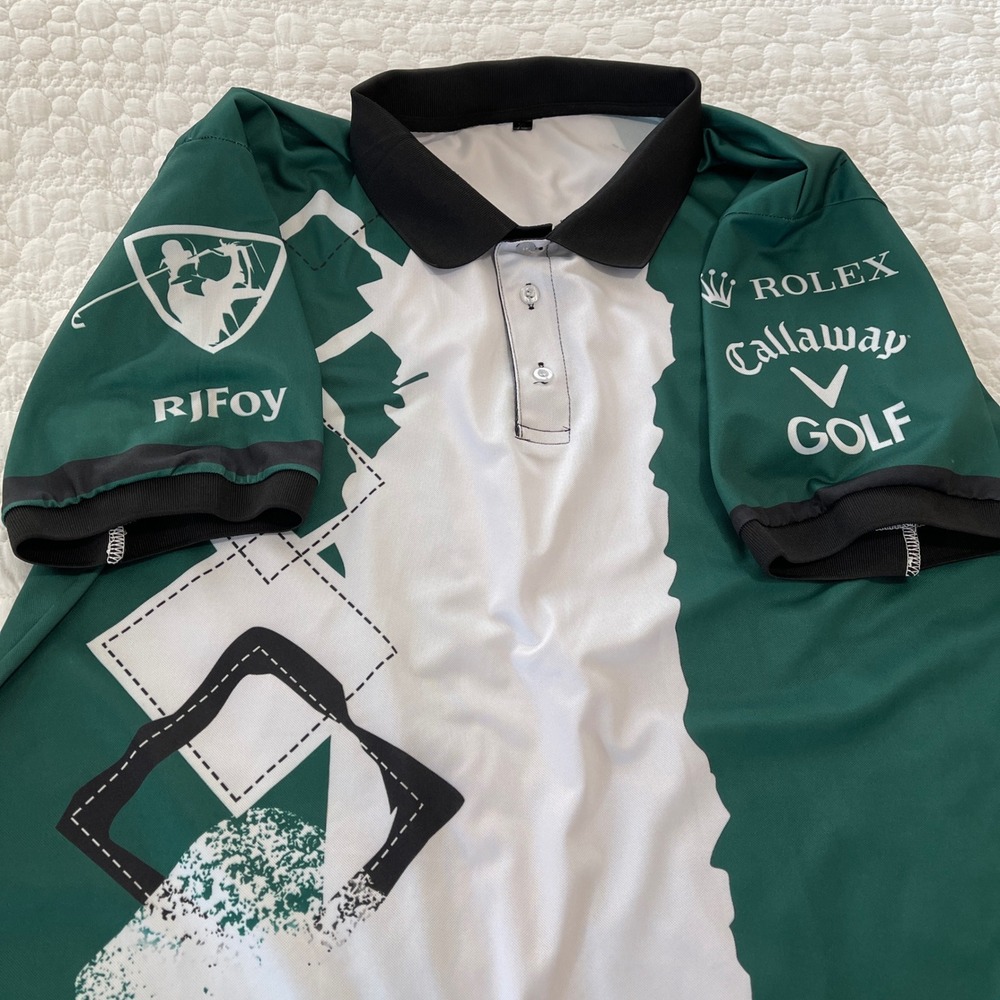 Mens Masters Tournament Golf Polo Shirt Green White XL‎ Rolex Callaway - Picture 6 of 8